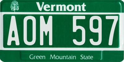 VT license plate AOM597