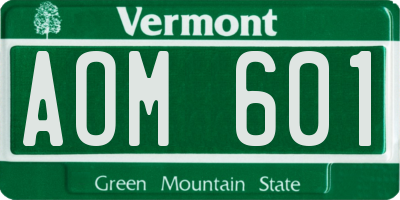 VT license plate AOM601