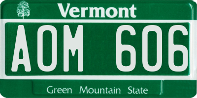 VT license plate AOM606