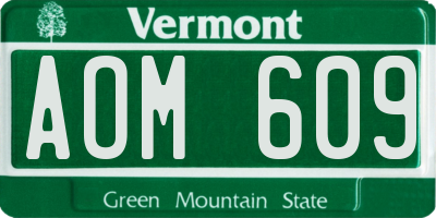 VT license plate AOM609
