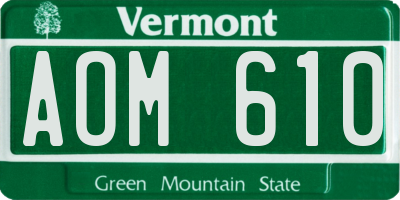 VT license plate AOM610