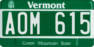 VT license plate AOM615