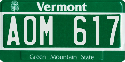 VT license plate AOM617