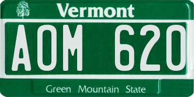 VT license plate AOM620