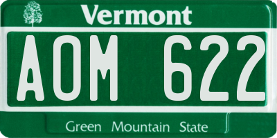 VT license plate AOM622