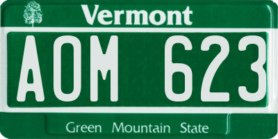 VT license plate AOM623