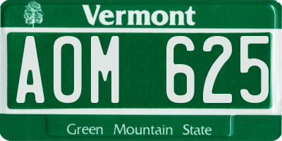 VT license plate AOM625