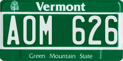 VT license plate AOM626