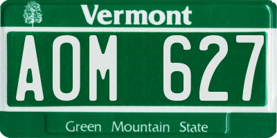 VT license plate AOM627