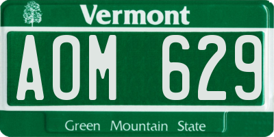 VT license plate AOM629
