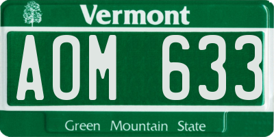 VT license plate AOM633