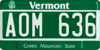 VT license plate AOM636