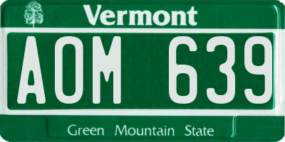 VT license plate AOM639