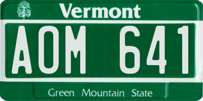 VT license plate AOM641