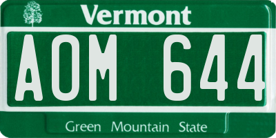 VT license plate AOM644