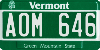 VT license plate AOM646