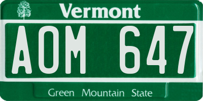 VT license plate AOM647