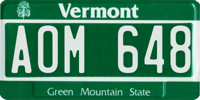 VT license plate AOM648