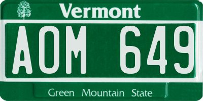 VT license plate AOM649
