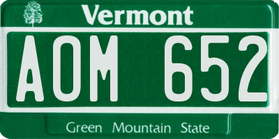 VT license plate AOM652