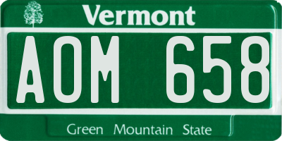 VT license plate AOM658