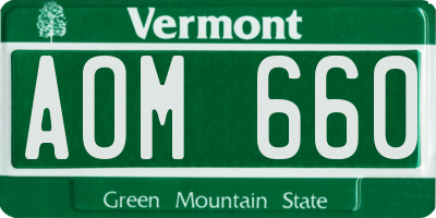 VT license plate AOM660
