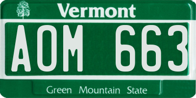 VT license plate AOM663