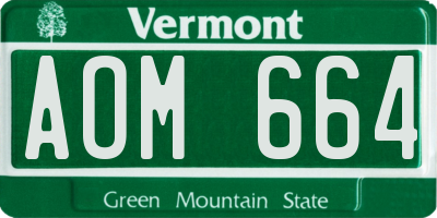 VT license plate AOM664