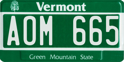 VT license plate AOM665