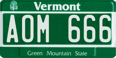 VT license plate AOM666