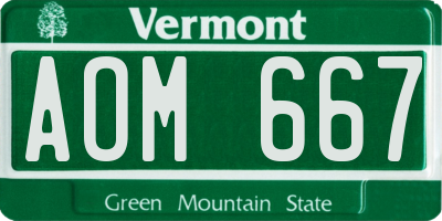 VT license plate AOM667