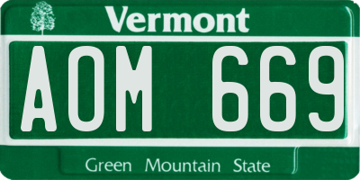 VT license plate AOM669