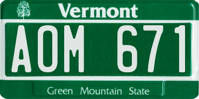VT license plate AOM671