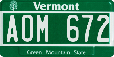 VT license plate AOM672