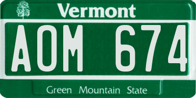 VT license plate AOM674