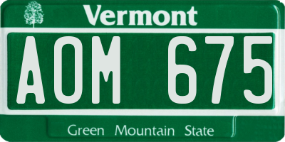 VT license plate AOM675