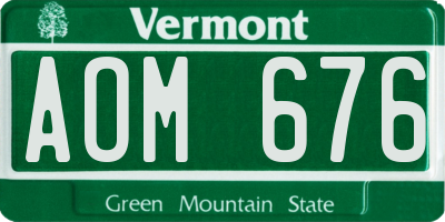 VT license plate AOM676