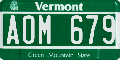 VT license plate AOM679
