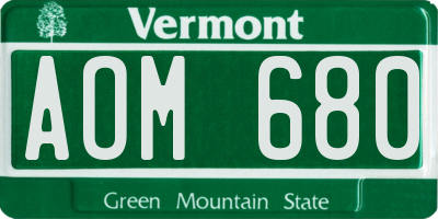 VT license plate AOM680