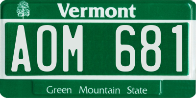 VT license plate AOM681