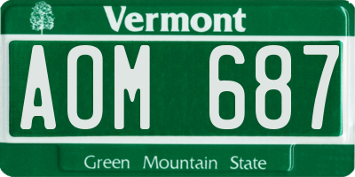 VT license plate AOM687