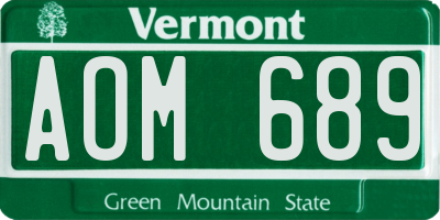 VT license plate AOM689