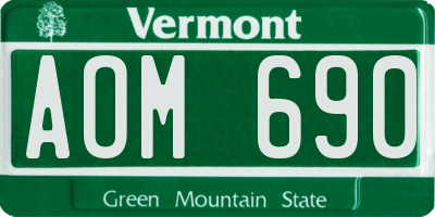 VT license plate AOM690