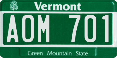VT license plate AOM701