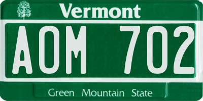 VT license plate AOM702