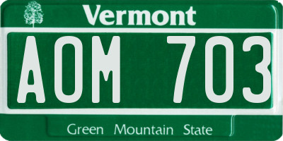 VT license plate AOM703
