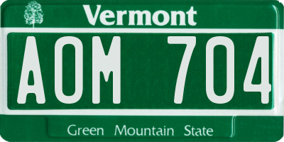 VT license plate AOM704