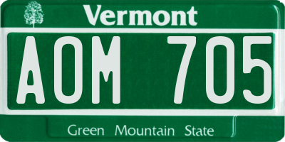 VT license plate AOM705