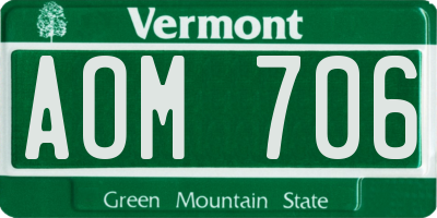 VT license plate AOM706