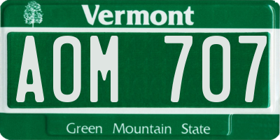 VT license plate AOM707